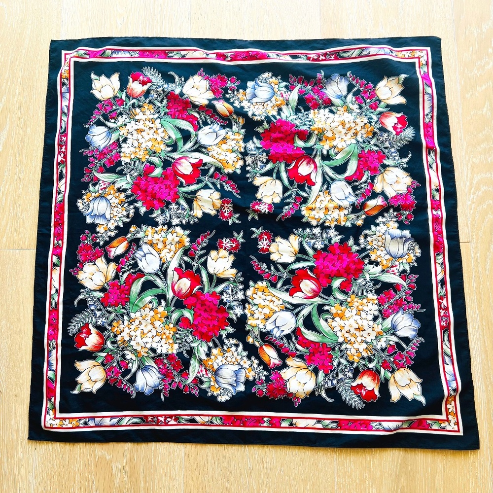 Floral Black and Pink Scarf